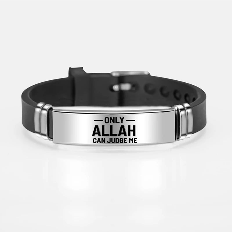 MUSLIM ISLAM ALLAH BRACELET BANGLE STAINLESS STEEL ARABIC SHAHADA SILICONE BRACELETS